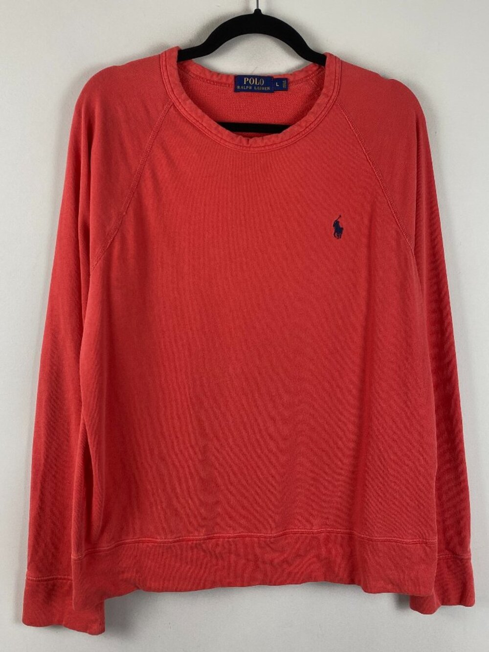 Polo Ralph Lauren Sweatshirt Mens L Coral Red Crewneck Pullover Pony Logo